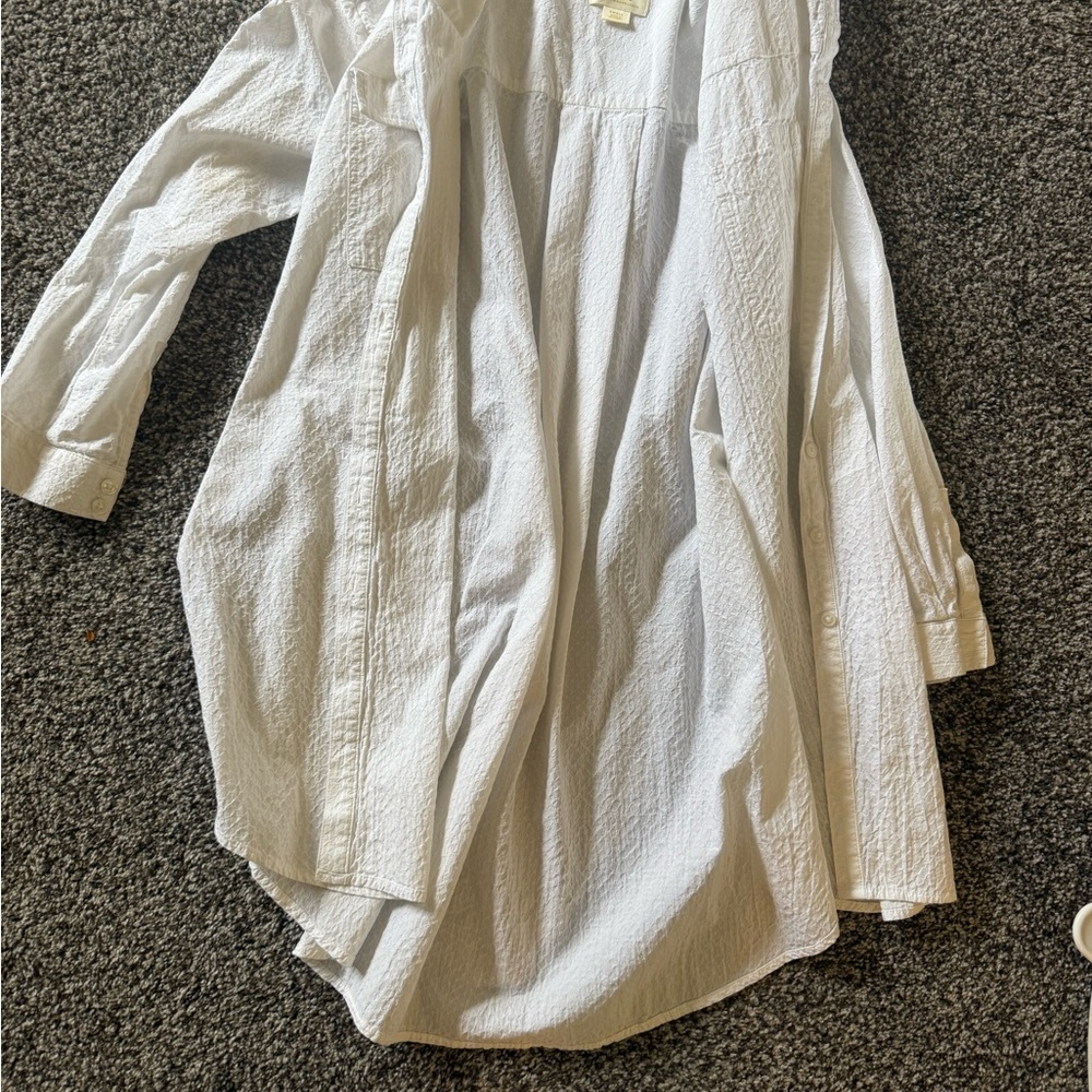 White button down linen top